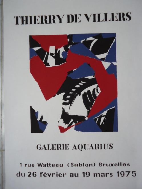 affiche sérigraphie expo 1975 Thierry de Villers abstrait, Antiquités & Art, Art | Lithographies & Sérigraphies, Enlèvement ou Envoi