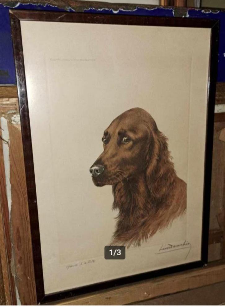 gravure epreuve d artiste signe leon danchin, Antiek en Kunst, Kunst | Etsen en Gravures, Ophalen of Verzenden