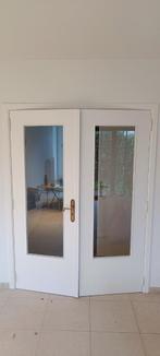 Double portes intérieur bois/verre, Doe-het-zelf en Bouw, Overige typen, 150 tot 225 cm, Gebruikt, 75 tot 150 cm