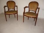 2 mooie oude zetels stoelen fauteuils antieke stijl velours, Hout, Ophalen