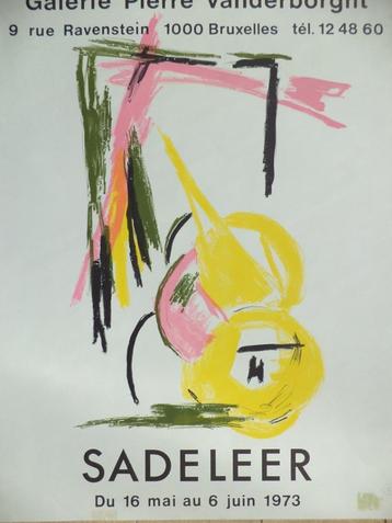 Vintage lithotypie affiche 1973 expo SADELEER abstract, BXL beschikbaar voor biedingen