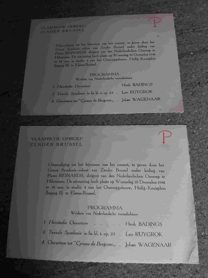 Zender Brussel Vlaanderen BRT NRI Oorlog Concert Radio, Verzamelen, Militaria | Algemeen, Overige soorten, Foto of Poster, Verzenden