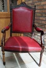 Jaren '30 zetel - Hout/Skai - fauteuille - € 45, Ophalen, Zo goed als nieuw, Hout, Jaren'30