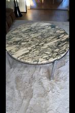 Belle table basse design en marbre arabescato chromé, Maison & Meubles, Ameublement | Tapis & Moquettes, Enlèvement, Rond