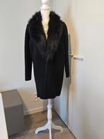 Elegante , Lange Jas met bont kraag - Cortefiel - S/M, Kleding | Dames, Maat 38/40 (M), Cortefiel, Zwart, Ophalen of Verzenden