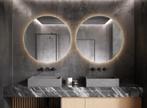 Lot de 2 miroirs design ronds XL avec LED 80x80 cm - NOUVEAU, Enlèvement ou Envoi, Neuf