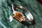 Exclusieve platina/goud ring met citrien en diamanten, Handtassen en Accessoires, Ringen, Ophalen of Verzenden, Zo goed als nieuw