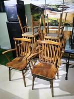 6 volhouten stoelen met armleuning, Maison & Meubles, Bois, Enlèvement