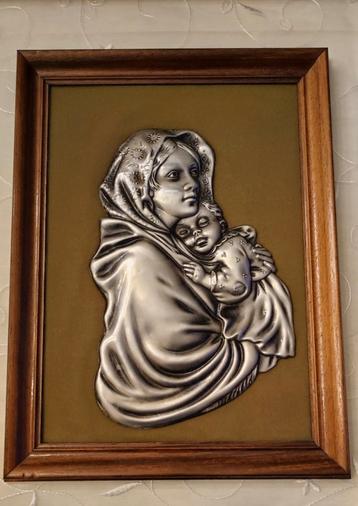 Madonna, Maria met kind in zilver / tin kleurig uitvoering. beschikbaar voor biedingen
