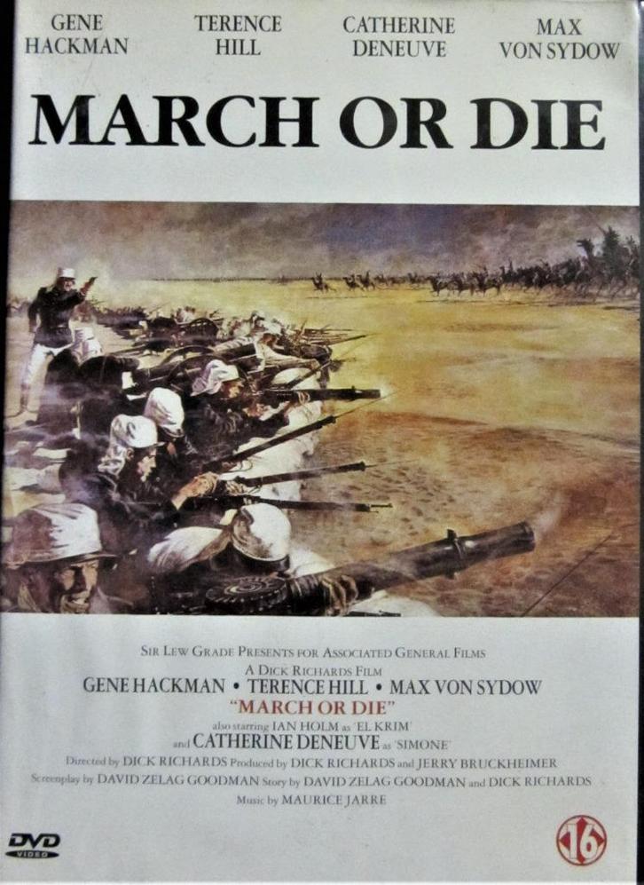 DVD OORLOG- MARCH OR DIE (GENE HACKMAN- TERENCE HILL..), Cd's en Dvd's, Dvd's | Actie, Zo goed als nieuw, Oorlog, Alle leeftijden