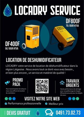 Sécheur de chantier. Location Deshumidificateur  beschikbaar voor biedingen