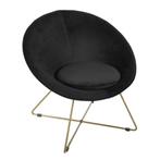 Fauteuil en velours noir avec base dorée, Enlèvement, Comme neuf, Noir, Tissus