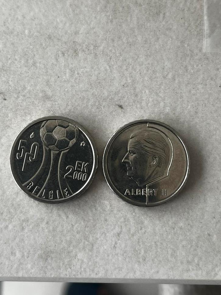 Belgische 50 frank munt EK 2000 – Koning Albert II x2, Postzegels en Munten, Munten | België, Ophalen