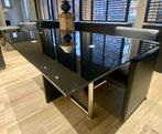 zwarte tafel - glas, Huis en Inrichting, Tafels | Eettafels, Ophalen, Gebruikt, 50 tot 100 cm, Glas