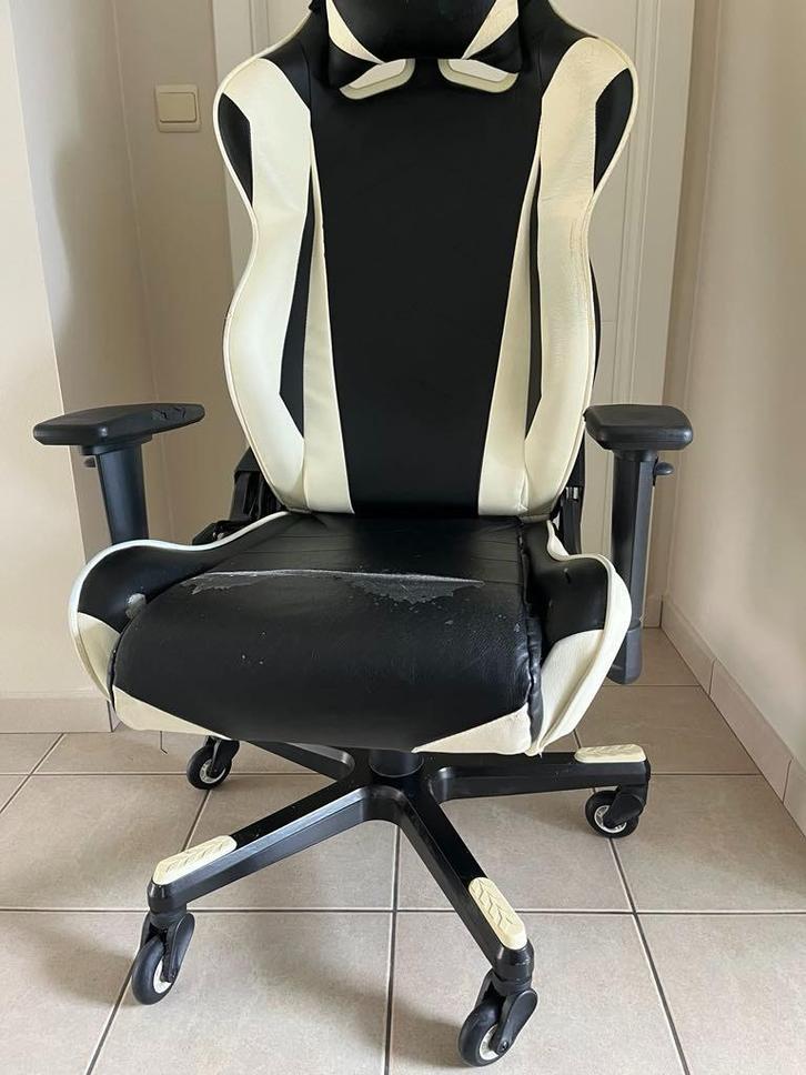 DXRacer Gamingstoel Kunstleer Zwart-Wit, Huis en Inrichting, Bureaustoelen, Gebruikt, Bureaustoel, Overige kleuren, Ergonomisch