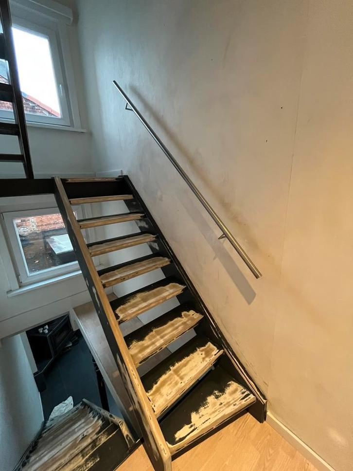 TRAPLEUNING (inox) voor in de muur, Huis en Inrichting, Overige Huis en Inrichting, Zo goed als nieuw, Ophalen