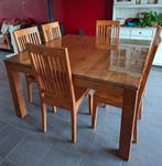 Teak tafel en stoelen, Huis en Inrichting, Ophalen, Gebruikt, Vijf personen of meer, 100 tot 150 cm