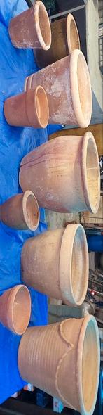 Bloempotten Vintage terracotta D 40H 38 cm + kleintjes grati, Tuin en Terras, Ophalen, Zo goed als nieuw, Terracotta