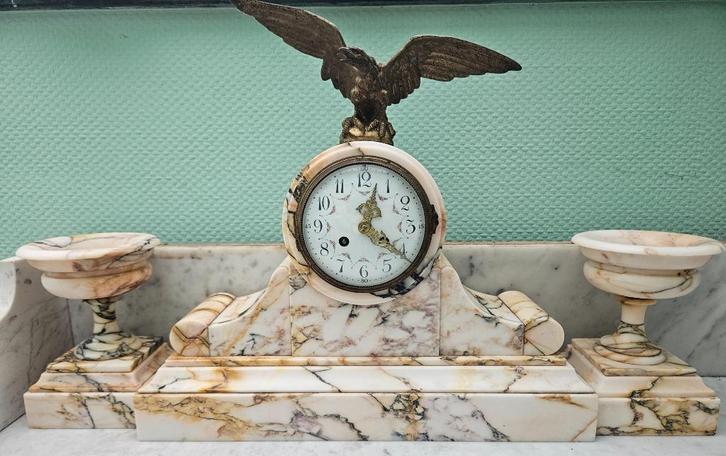 Oude marmeren klok, Antiek en Kunst, Antiek | Klokken, Ophalen of Verzenden