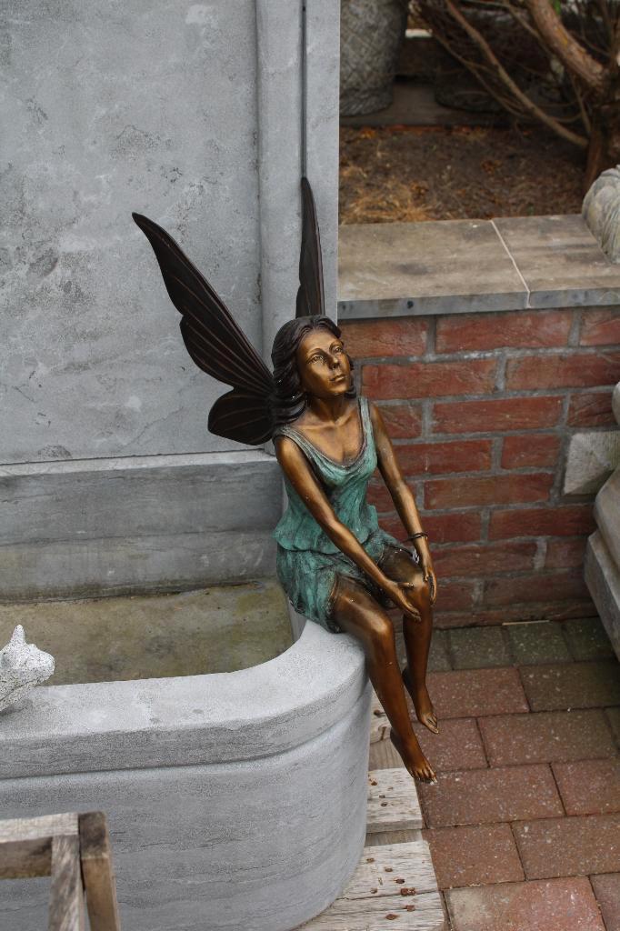 statue grande elfe assise en bronze patinée, Jardin & Terrasse, Décoration murale de jardin, Neuf, Enlèvement ou Envoi