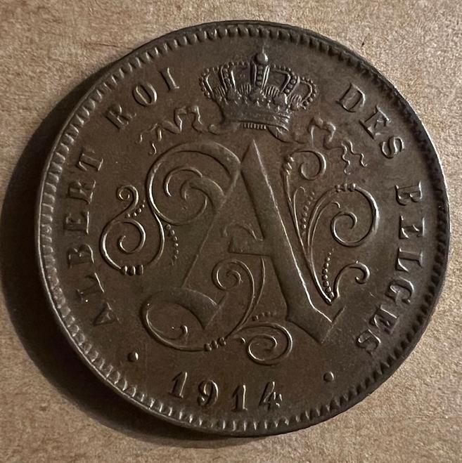 Koning Albert 1 een 2 centiem uit 1914 FR prachtig kwaliteit, Postzegels en Munten, Munten | België, Ophalen of Verzenden