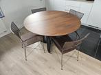 4-persoons ronde eettafel, walnoothout en houtskoolzwart, Huis en Inrichting, Tafels | Eettafels, Overige materialen, 100 tot 150 cm