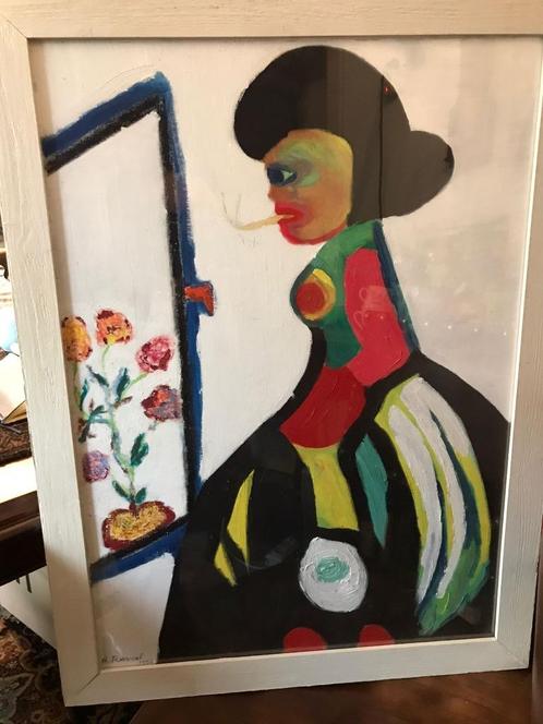 R. Raveel  Gesigneerd en Gedateerd 1996  Olieverf op doek (M, Antiek en Kunst, Kunst | Schilderijen | Klassiek, Ophalen