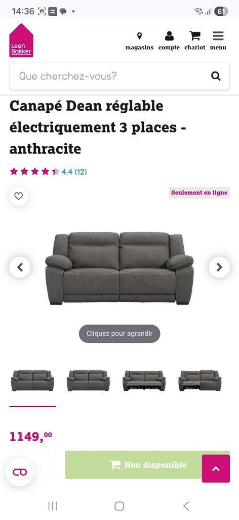 Canapé 3 places électrique + 2 places, Huis en Inrichting, Zetels | Zetels, Zo goed als nieuw, Ophalen