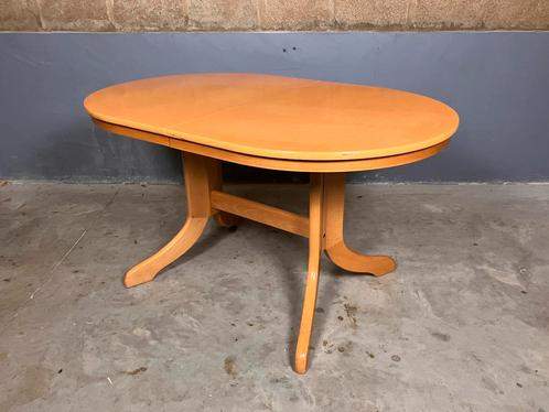 Sale: Uitschuifbare tafel ovaal beuken Deens vintage, Huis en Inrichting, Tafels | Eettafels, Ovaal, Overige houtsoorten, Verzenden