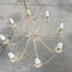 8 arm achtige luchter in beige kleur. met spaarlampen, Huis en Inrichting, Lampen | Kroonluchters, Ophalen, Zo goed als nieuw