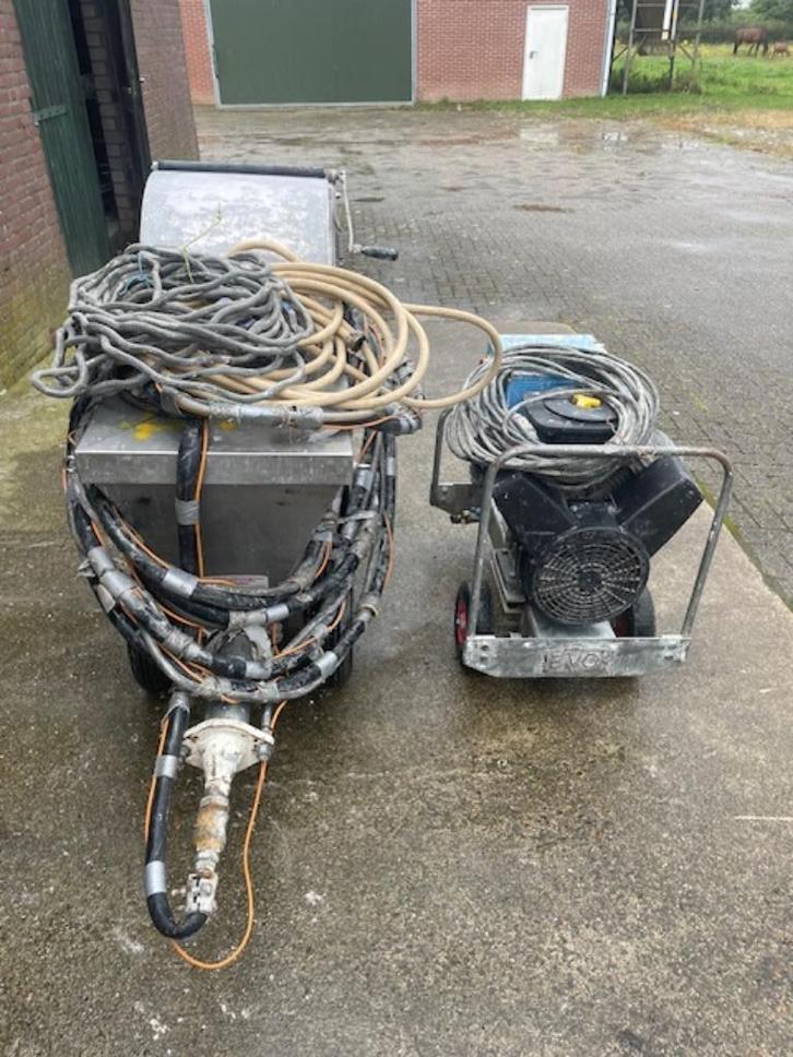 Spackspuitmachine + compressor te koop, Doe-het-zelf en Bouw, Gereedschap | Overige machines, Gebruikt, Ophalen