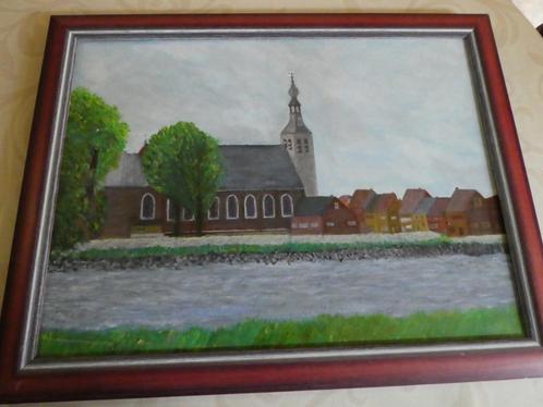 schilderij kerk baasrode aan de schelde.prijsdaling., Antiek en Kunst, Kunst | Schilderijen | Klassiek, Ophalen