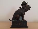 Vintage " Ole Puffer" Bulldog gietijzeren spaarpot, Verzamelen, Ophalen of Verzenden, Zo goed als nieuw, Metaal of Blik, Dier