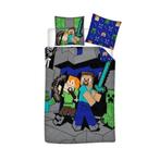 Minecraft Dekbedovertrek 140x200 - Blockey Battle, Kinderen en Baby's, Kinderkamer | Beddengoed, Dekbedovertrek, Nieuw, Ophalen of Verzenden