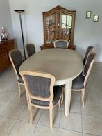 Massief eiken tafel met 6 stoelen, Huis en Inrichting, Tafels | Eettafels, Ophalen, 100 tot 150 cm, Eikenhout, Zo goed als nieuw