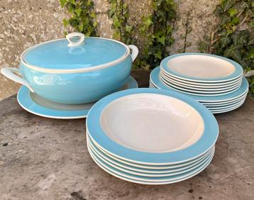 6-delig servies Boch Keralux Versailles pastelblauw 1956-58 beschikbaar voor biedingen