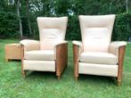Lloyd Loom Relax echt leren Fauteuils met poef / opbergbox, Ophalen