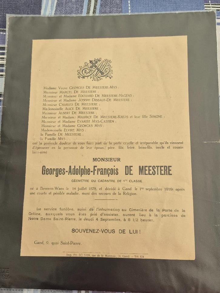 Rouwkaarten, Verzamelen, Bidprentjes en Rouwkaarten, Rouwkaart, Ophalen