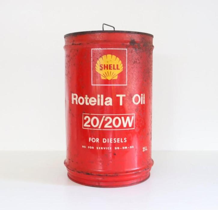 Groot Shell Blik / Vintage mancave, Antiek en Kunst, Curiosa en Brocante, Ophalen