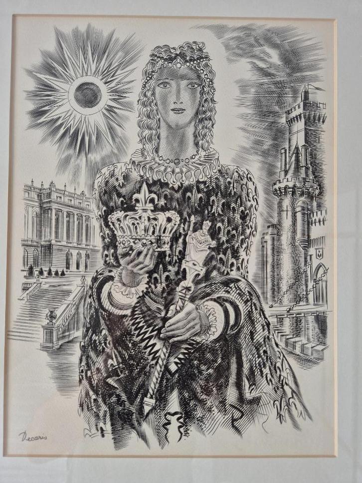Albert Decaris, gravure 'La Royauté', Antiek en Kunst, Kunst | Etsen en Gravures, Ophalen of Verzenden