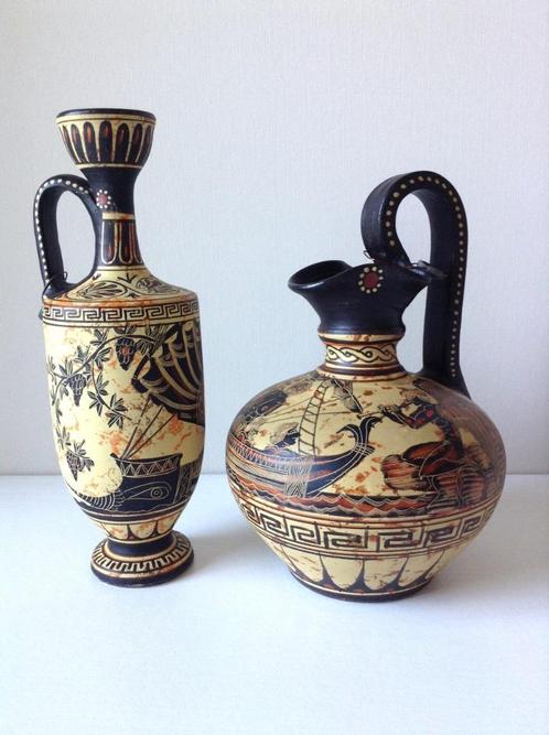 2 Griekse terracotta kruikjes gecertificeerde reproducties, Antiek en Kunst, Antiek | Keramiek en Aardewerk, Ophalen of Verzenden