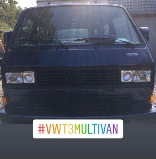 T3, Auto's, Volkswagen, Particulier, Multivan, Schuifdeur, Trekhaak, Diesel, 4 deurs, Handgeschakeld, Blauw, Grijs, Stof, Ophalen