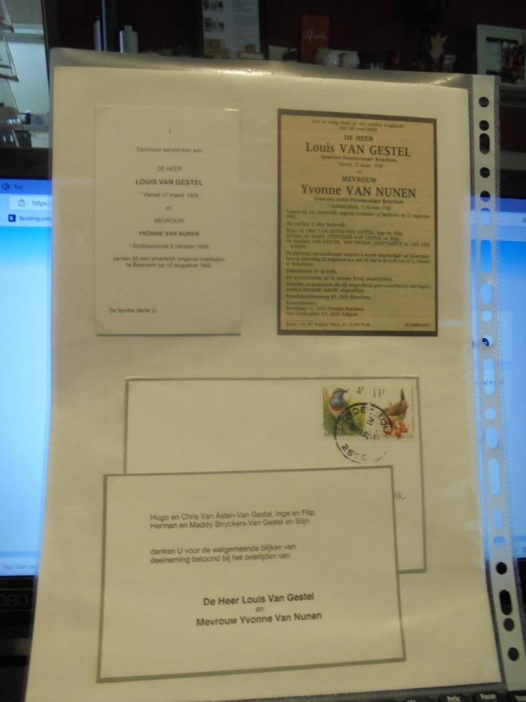 dp koppel Van Gestel - Van Nunen, Verzamelen, Bidprentjes en Rouwkaarten, Ophalen of Verzenden, Bidprentje