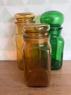 3 gekleurde glazen apotheekpotten, Huis en Inrichting, Ophalen of Verzenden, Zo goed als nieuw