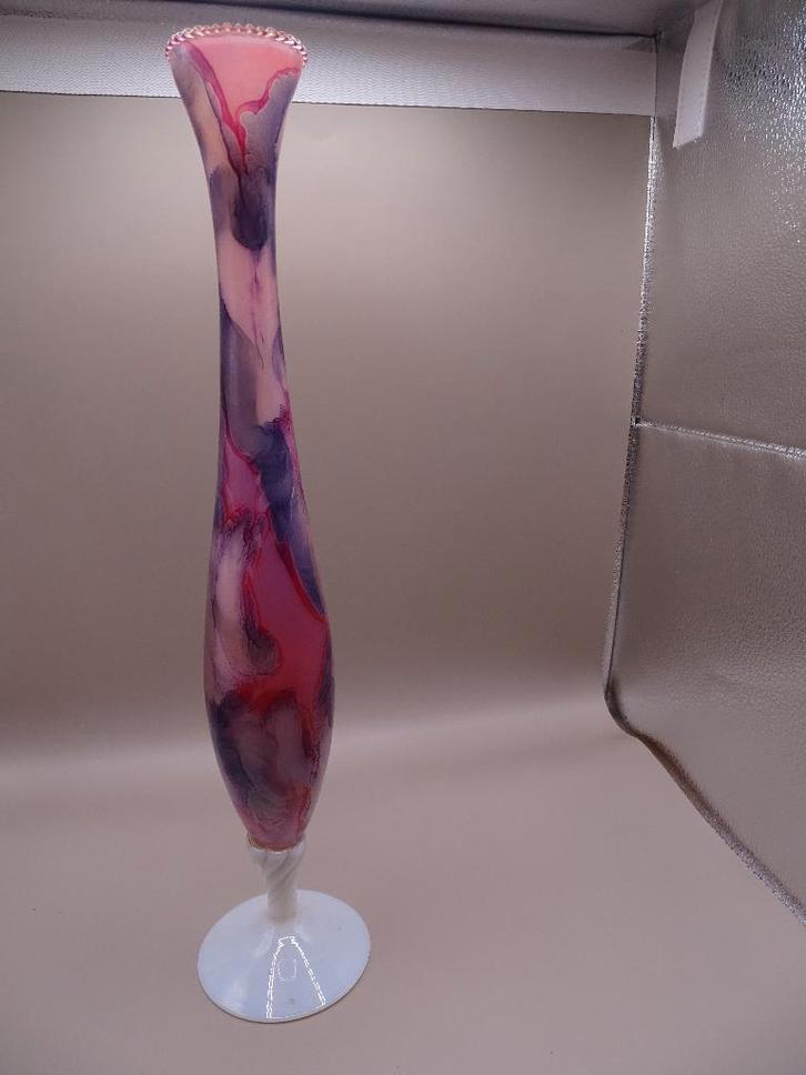 Vintage spatter glass solifleur vaas – Roze/paars, Antiek en Kunst, Antiek | Vazen, Ophalen