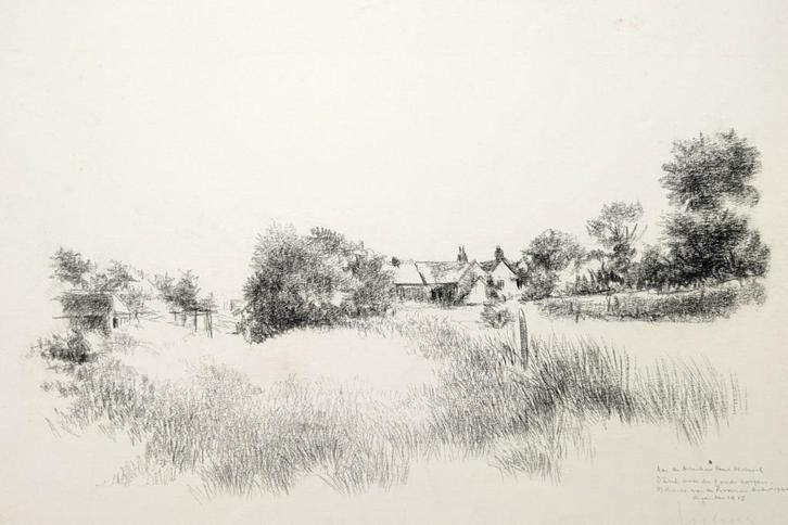Karel Roelants - landschap - met opdracht - Lithografie, Antiek en Kunst, Kunst | Litho's en Zeefdrukken, Ophalen of Verzenden