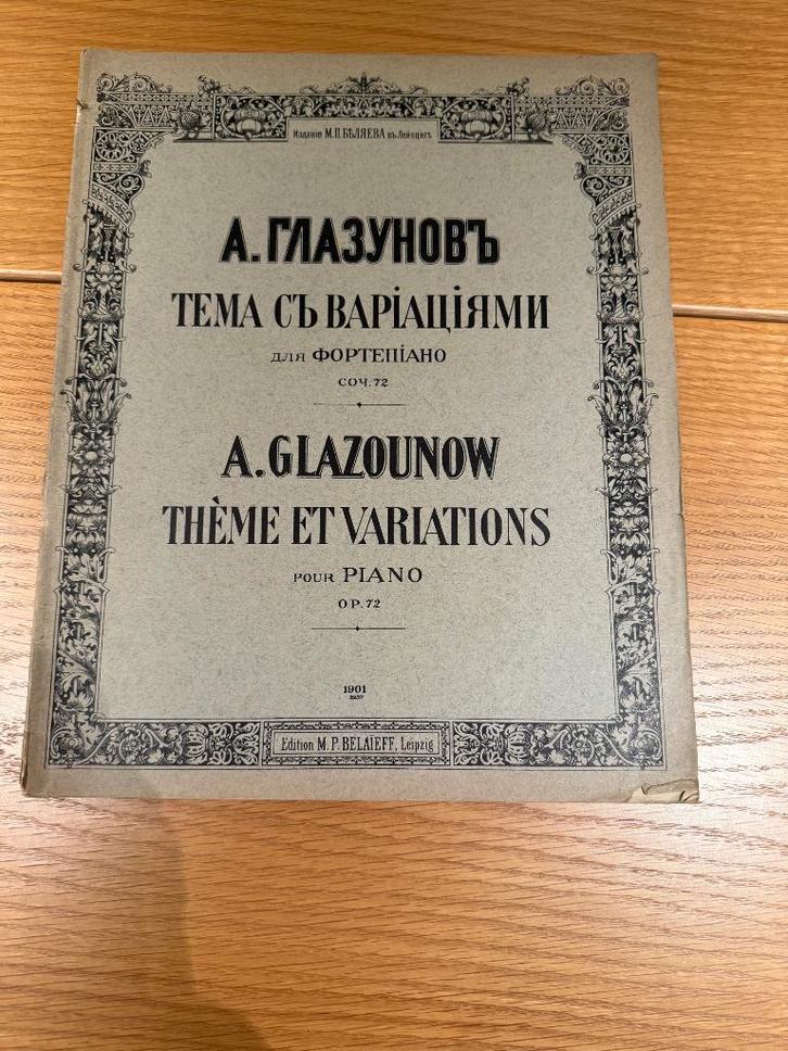 Alexander Glazoenov – Thème et Variations, Op.72, Muziek en Instrumenten, Bladmuziek, Gebruikt, Artiest of Componist, Klassiek
