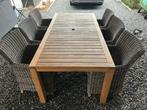 Tuintafel met 6 wickerstoelen incl kussens, Tuin en Terras, Tuinsets en Loungesets, Ophalen, 6 zitplaatsen, Zo goed als nieuw