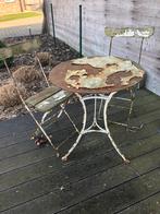 Bistrotafel met 2 stoelen, Tuin en Terras, Tuintafels, Ophalen, Gebruikt, Rond, Metaal