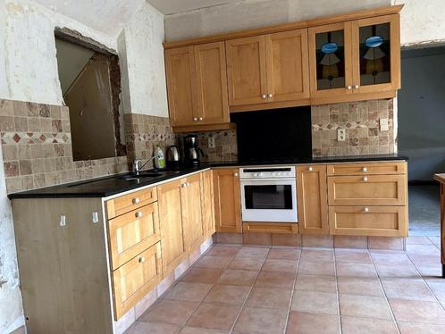 Keuken massief beuk, Huis en Inrichting, Keuken | Complete keukens, Gebruikt, Hoekkeuken, Overige kleuren, Graniet of Steen, Ophalen